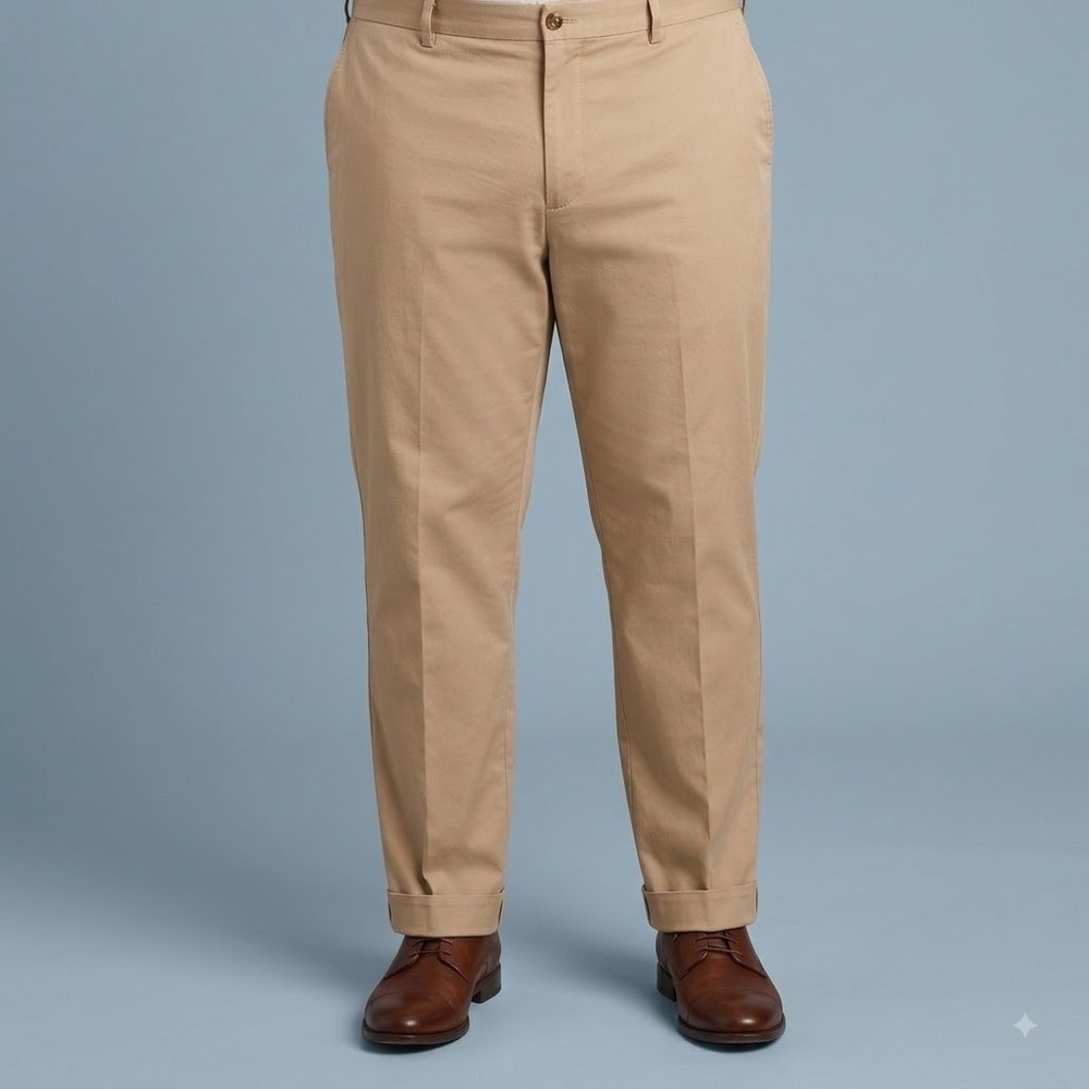 Brooks Brothers Advantage Chino Men 42x32 Khaki Stretch Cotton